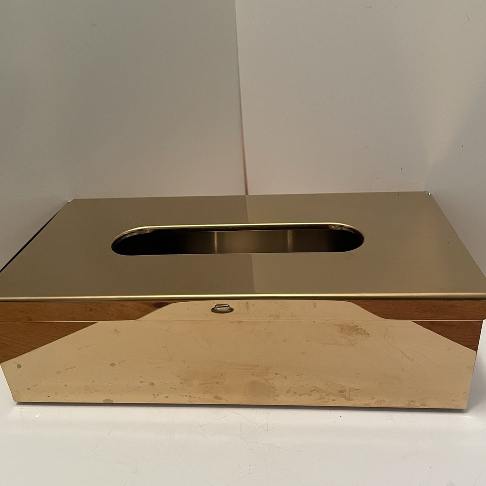 Tissue Box Cover - Napkin Holder, Facial Tissue Storage Box Gold Tone